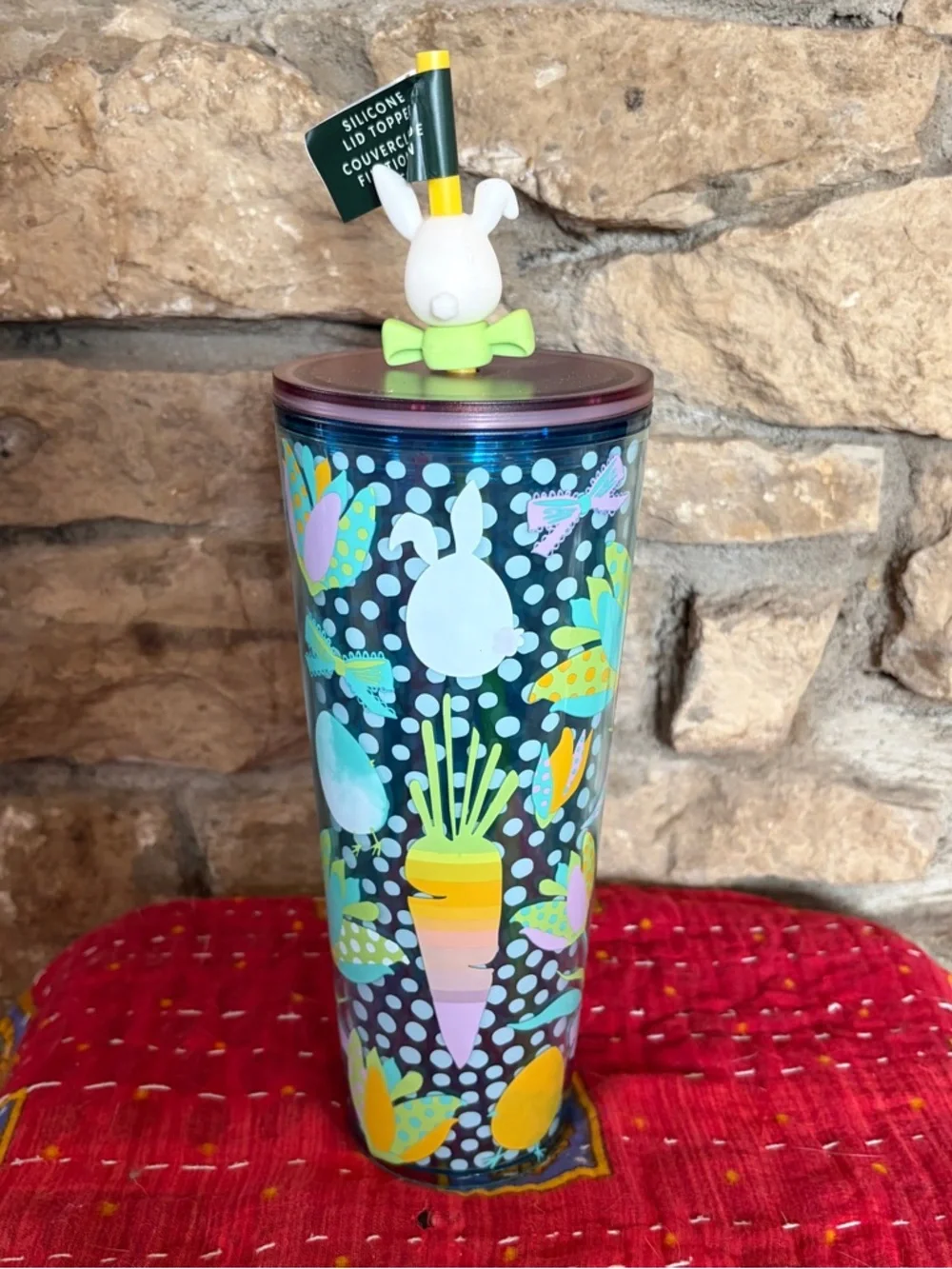 STARBUCKS KITCHEN 2025 EASTER TUMBLER WITH BUNNY STRAW TOPPER 24oz / 710ML NWT